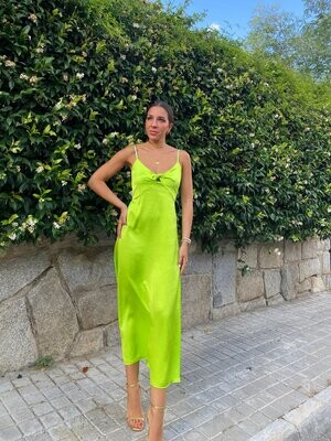 Vestido seda verde oliva
