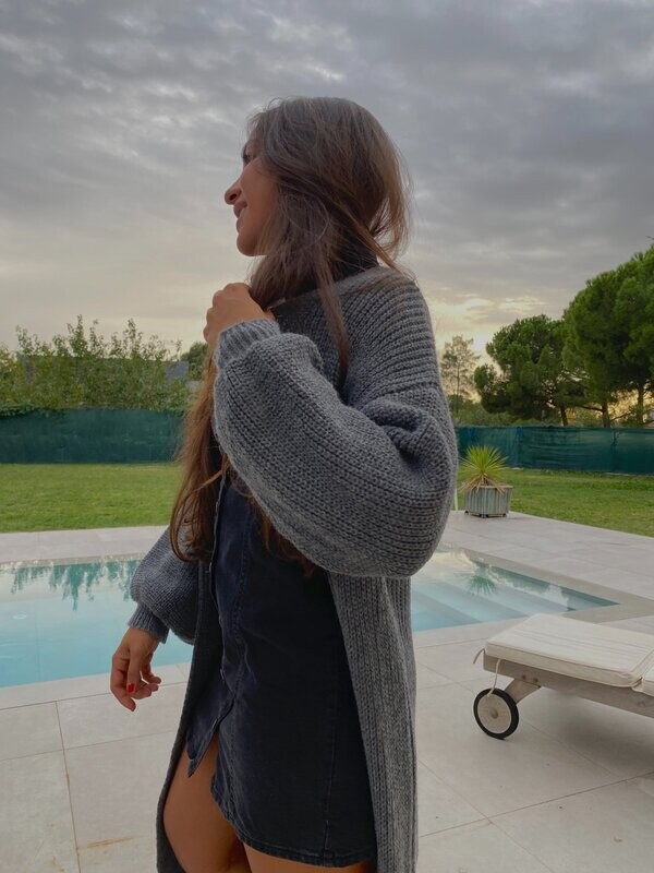 Maxi cárdigan gris