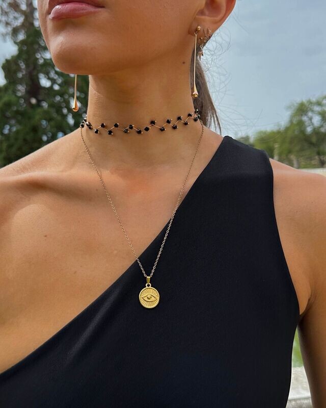 Choker cristales negro