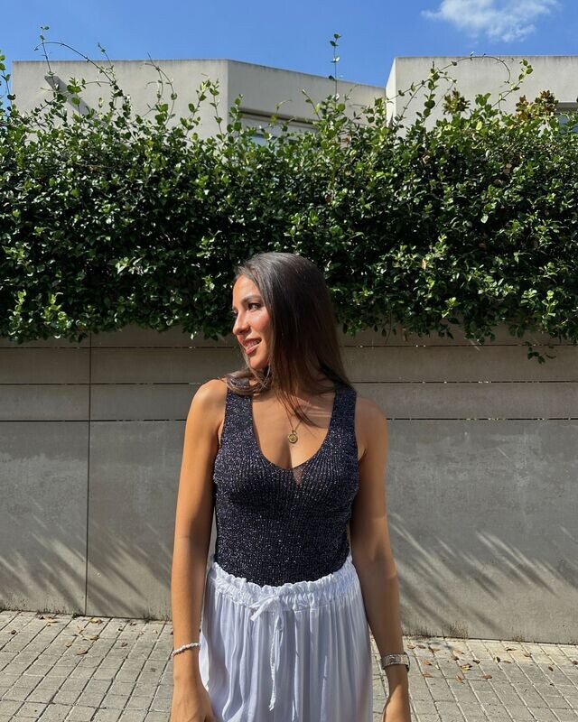 Top lurex negro
