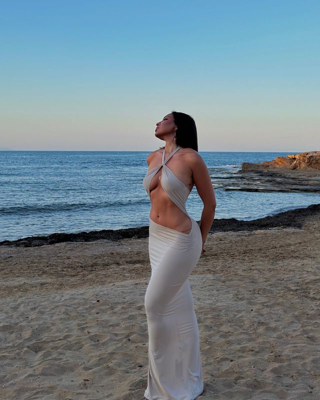 sand cut out dress
