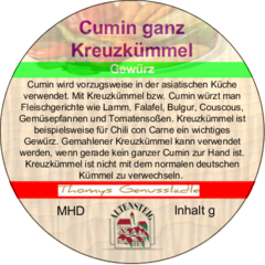 Cumin ganz Kreuzkümmel 50g Cumin ganz Kreuzkümmel 50g