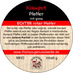 Kampot Pfeffer, rot ganz.  ECHTER roter Pfeffer 50g