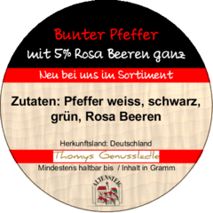 Bunter Pfeffer mit 5% Rosa Beeren ganz 50g