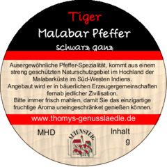 Malabar Pfeffer schwarz ganz Tiger 80g