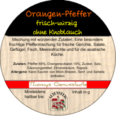 Orangenpfeffer   Mischung mit würzenden Zutaten 40g