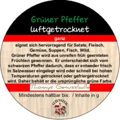 Pfeffer grün ganz luftgetrocknet 40g