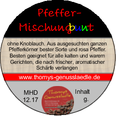 Pfeffermischung Bunt Gewürzmischung 80g Pfeffermischung Bunt Gewürzmischung 80g