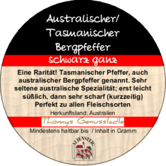 Tasmanischer Pfeffer australischer Bergpfeffer ganz
