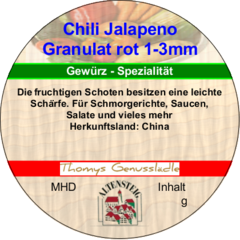 Chili Jalapeno Granulat rot 1-3mm 50g