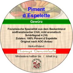 Piment d'Espelette, gemahlen 50g Piment d'Espelette, gemahlen 50g