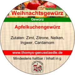 Apfelkuchengewürz  50g Apfelkuchengewürz  50g