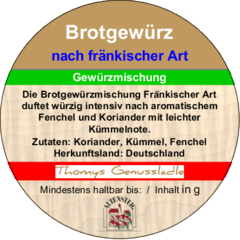 Brotgewürz gemahlen nach fränkischer Art 50g