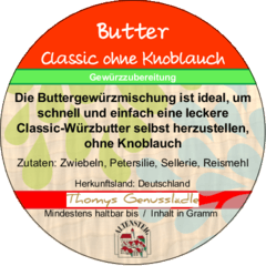 Butter Gewürzmischung Classic ohne Knoblauch 50g