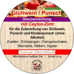 Glühweingewürz mit Ceylon Zimtstangen 60g