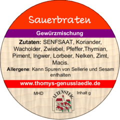 Sauerbraten Gewürzmischung ganz 80G
