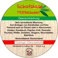 Schafskäse Mittelmeer Gewürz Einlegegewürz 50g Schafskäse Mittelmeer Gewürz Einlegegewürz 50g