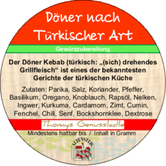 Döner nach Türkischer Art Gewürzzubereitung 50g Döner nach Türkischer Art Gewürzzubereitung 50g
