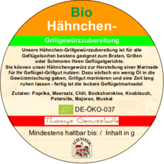 Hähnchen Grillgewürzzubereitung BIO 50g Hähnchen Grillgewürzzubereitung BIO 50g
