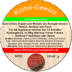 Kürbis Gewürzzubereitung 50g Kürbis Gewürzzubereitung 50g