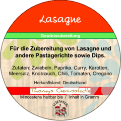 Lasagne Gewürzzubereitung auch als Dip 50g Lasagne Gewürzzubereitung auch als Dip 50g