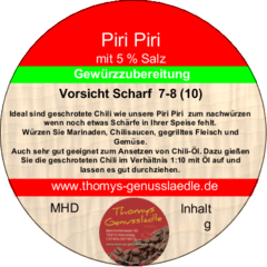 Piri Piri mit 5% Salz 50g Piri Piri mit 5% Salz 50g