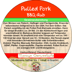 Pulled Pork BBQ-Rub Gewürzzubereitung 50g Pulled Pork BBQ-Rub Gewürzzubereitung 50g