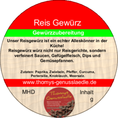 Reis Gewürzzubereitung 50g Reis Gewürzzubereitung 50g
