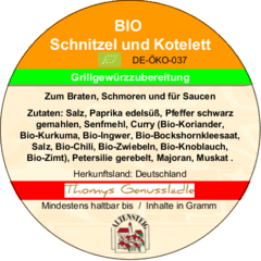 Schnitzel und Kotelett Bio Grillgewürzzubereitung 50g