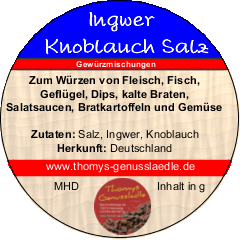 Ingwer Knoblauch Salz  100g Ingwer Knoblauch Salz  100g