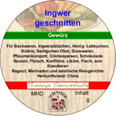 Ingwer geschnitten 50g Ingwer geschnitten 50g