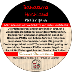 Banasura Hochland Pfeffer ganz  VIP 50g