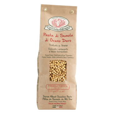 Fregola tostata
Hartweizengrieß-Kügelchen, geröstet