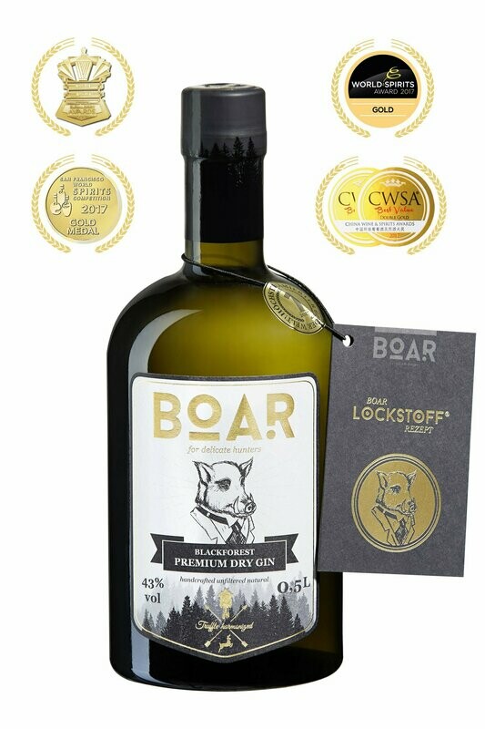 BOAR Gin® 0,5l 43% Vol – Höchstprämierter Gin der Welt
Bad Peterstal  aus dem Schwarzwald