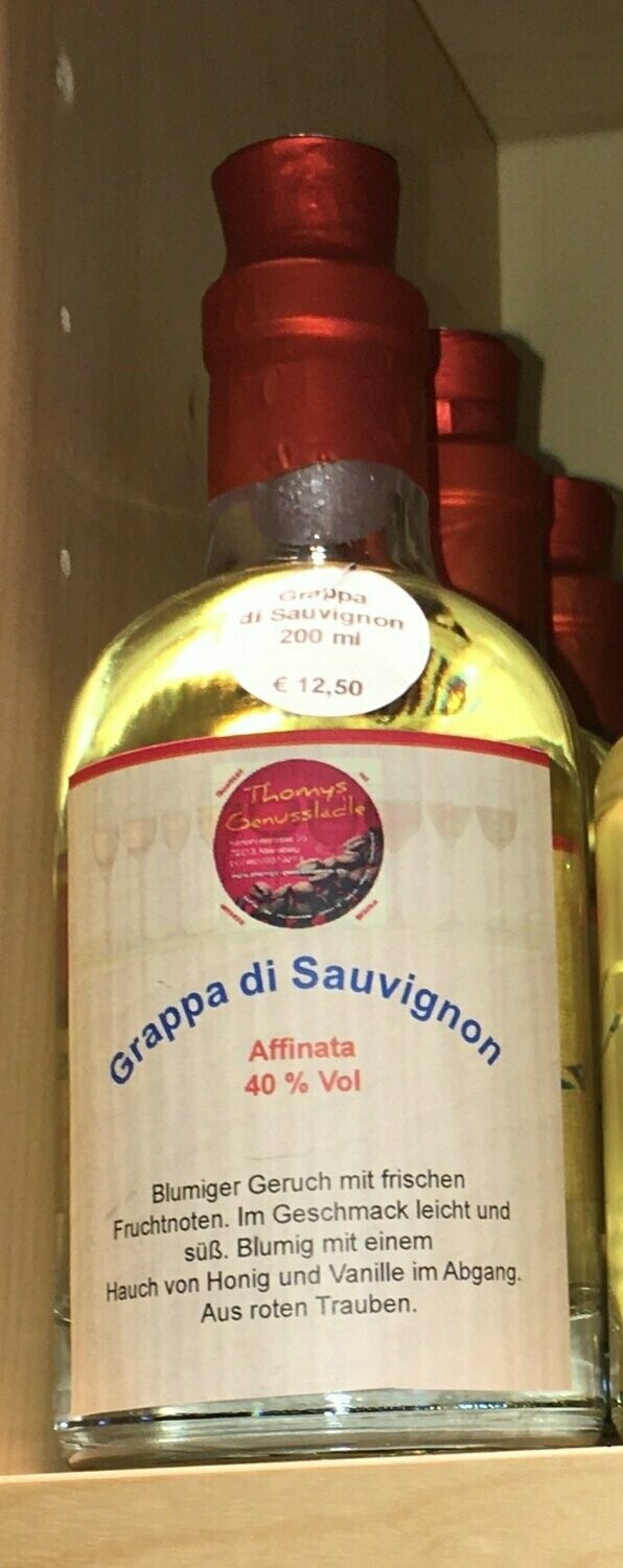 Grappa di Sauvignon Affinata 40% vol
 0,2l