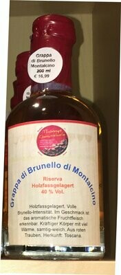 Grappa di Brunello di Montalcino Riserva holzfaßgelagert 0,2l