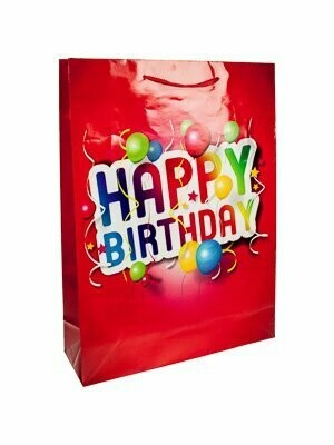 Geschenktasche 'Happy Birthday' rot, 25 x 8,5 x 34 cm