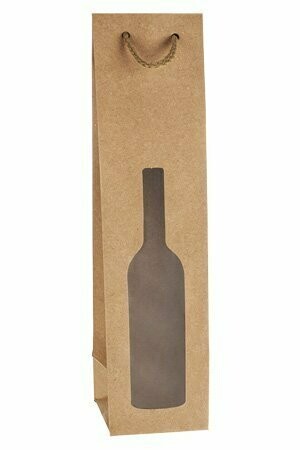 Flaschentasche mit Sichtfenster 9 x 9 x 38 cm natron