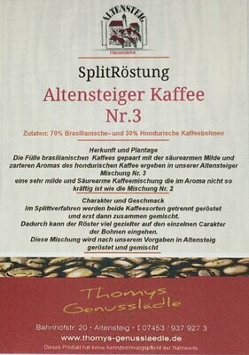 Neu! Altensteiger Kaffee Nr.3 - Hausmarke - Splitmischung