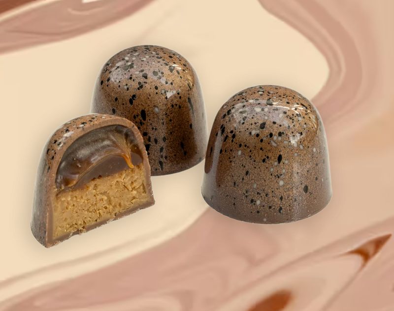 Butterkaramell mit Knuspernougat  12g  Alkoholfreie Praline Butterkaramell mit Knuspernougat  12g  Alkoholfreie Praline