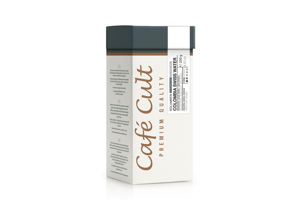 Cafe Cult. Colombia Swiss Water Process ganze Bohne, entkoffeiniert Cafe Cult. Colombia Swiss Water Process ganze Bohne, entkoffeiniert