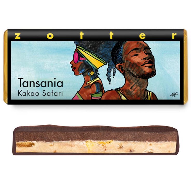 Tansania Kakao-Safari | Handgeschöpfte Schokolade   Inhalt 70g |  Zotter