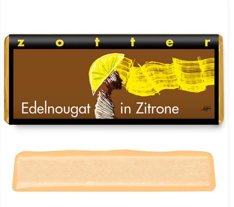 Edelnougat in Zitrone | Handgeschöpfte Schokolade Inhalt 70g | Zotter Edelnougat in Zitrone | Handgeschöpfte Schokolade Inhalt 70g | Zotter