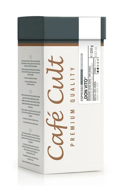 Cafe Cult.  Espresso "Don Vito"  Entkoffeiniert kräftig,  Kombination aus Süße und Würze
