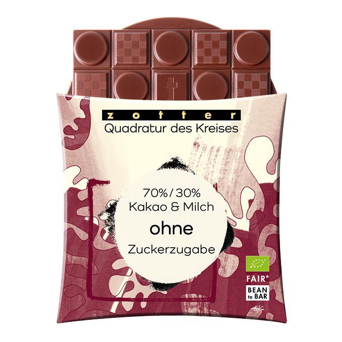 70%/30% Kakao & Milch ohne Zuckerzugabe, Alkoholfrei, 70g 70%/30% Kakao & Milch ohne Zuckerzugabe, Alkoholfrei, 70g