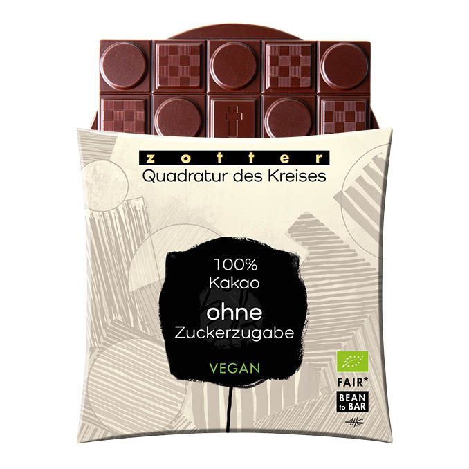100% Kakao ohne Zuckerzugabe von Zotter. Alkoholfrei, vegan, ohne Zuckerzugabe 70g 100% Kakao ohne Zuckerzugabe von Zotter. Alkoholfrei, vegan, ohne Zuckerzugabe 70g