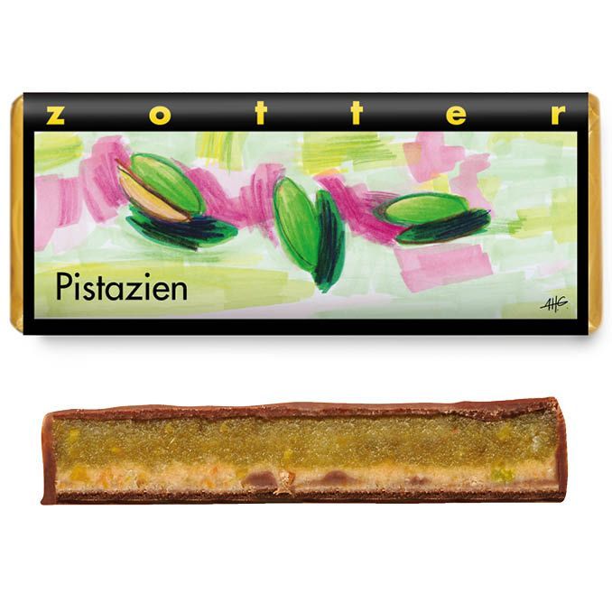 Handgeschöpfte Schokolade Pistazien, alkoholfrei! 70g Handgeschöpfte Schokolade Pistazien, alkoholfrei! 70g