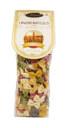 Farfalle  Teigwaren aus Hartweizengrieß mit Tomaten - Spinat - Rote Beete - Paprika - Kurkuma - Sepiatinte