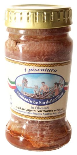 Sizilianische Sardellenfilets in Olivenöl 90 g  Sizilianische Sardellenfilets in Olivenöl