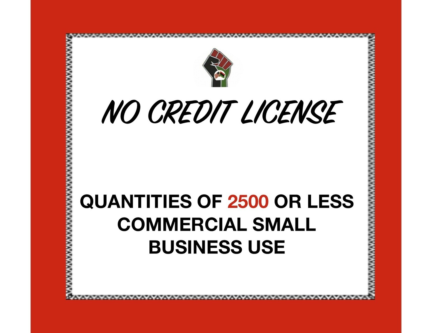 No Credit License for Quantities of 2500 or Less (Commercial Use) for 1 Clipart or Digital Paper Set